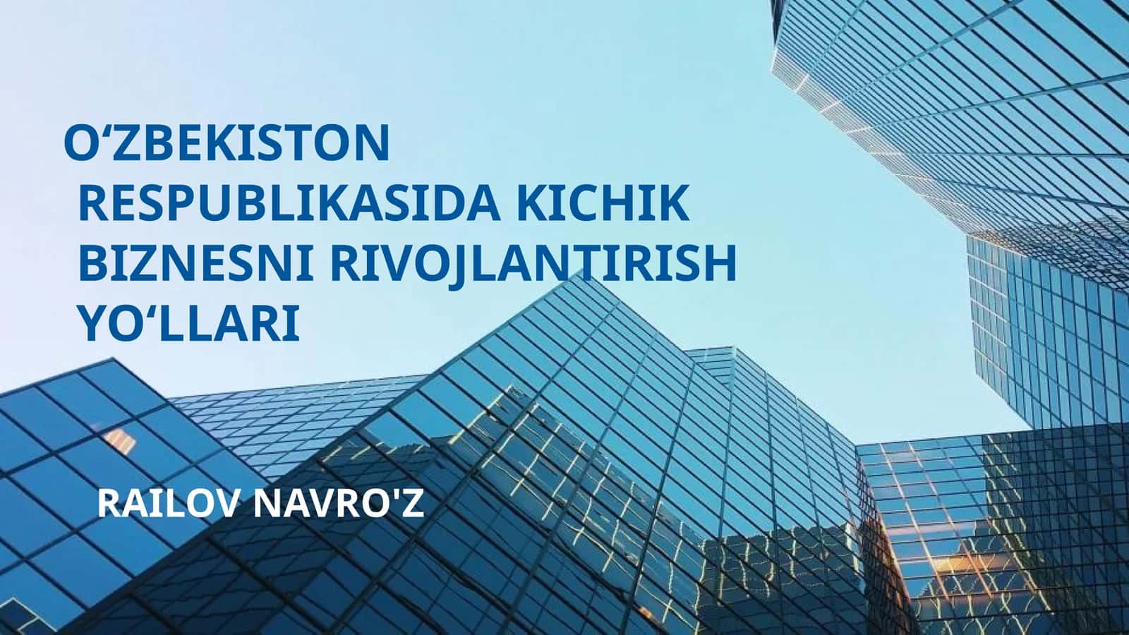 O‘ZBEKISTON RESPUBLIKASIDA KICHIK BIZNESNI RIVOJLANTIRISH YO‘LLARI 1