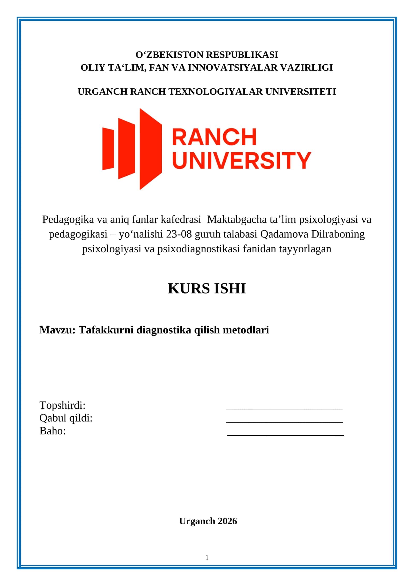 Tafakkurni diagnostika qilish metodlari 1