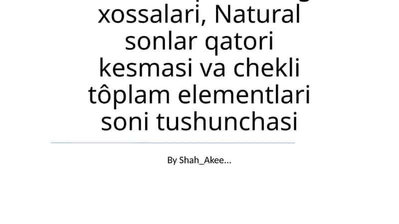 Tabiiy Sonlarning Segmentlari 1