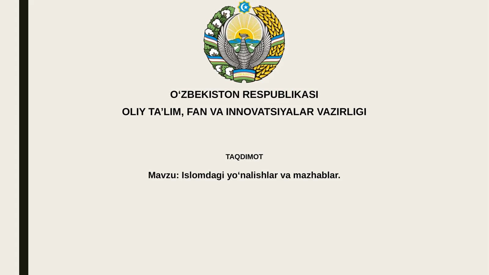 Islomdagiyoʻnalishlarvamazhablar 1