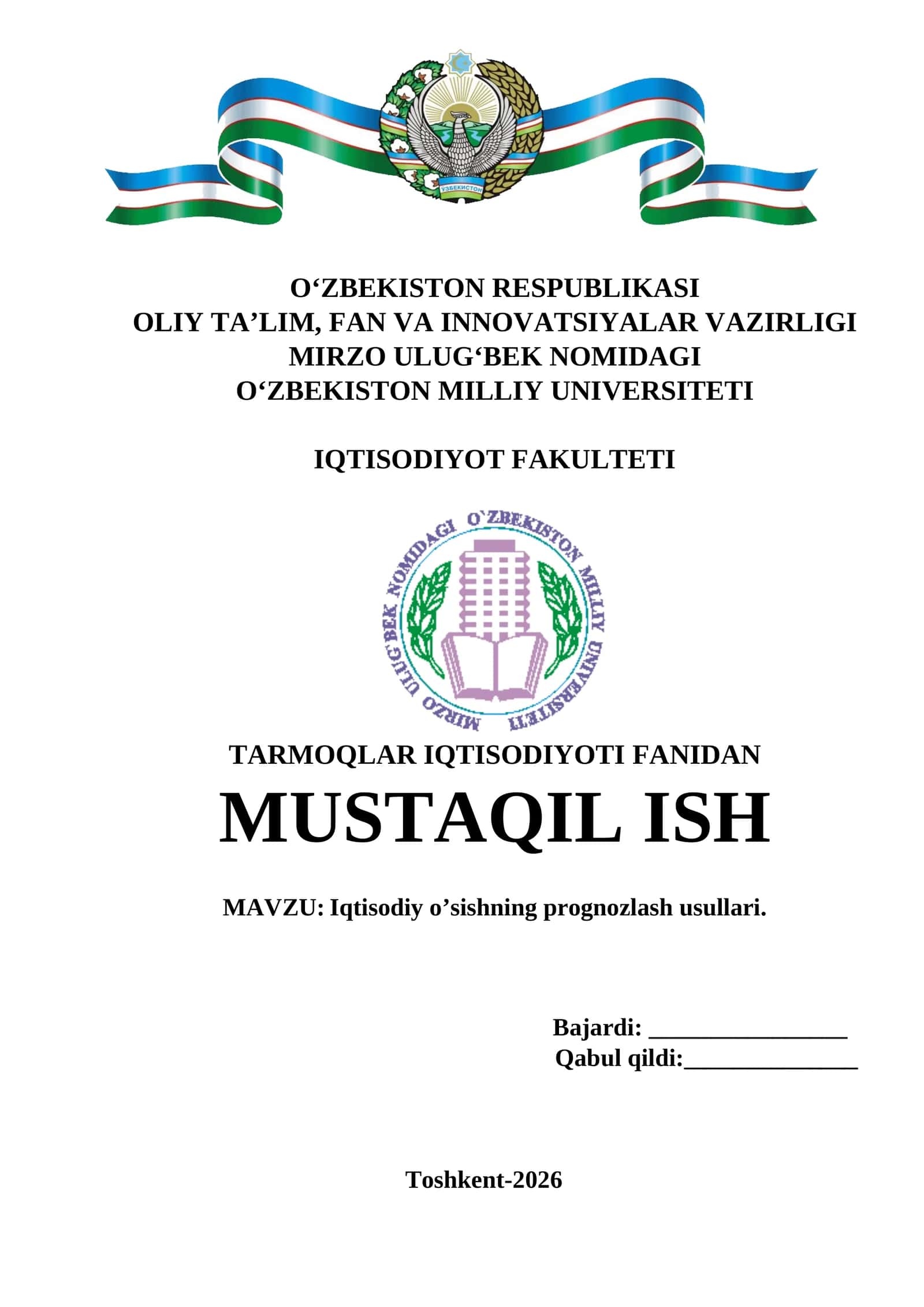 Iqtisodiy o’sishning prognozlash usullari 1
