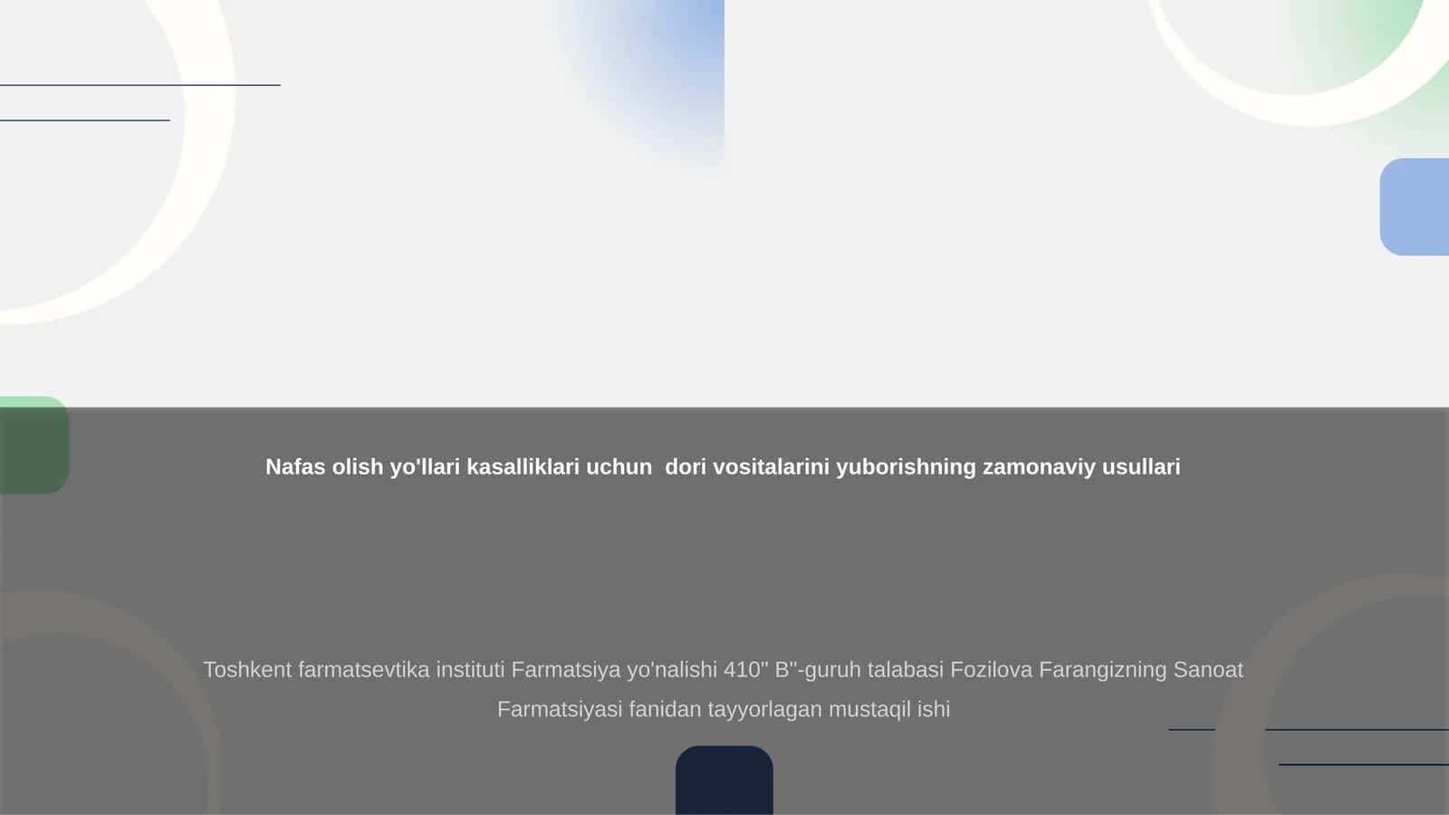 Nafas olish yo'llari kasalliklari uchun dori vositalarini yuborishning zamonaviy usullari 1