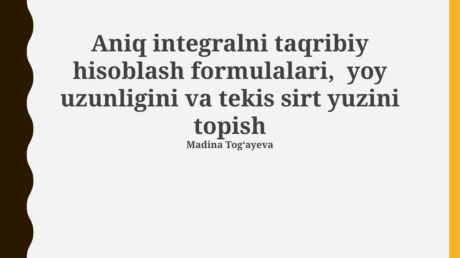 Aniq integrallarni hisoblashning yaqinlashgan formulalari 1