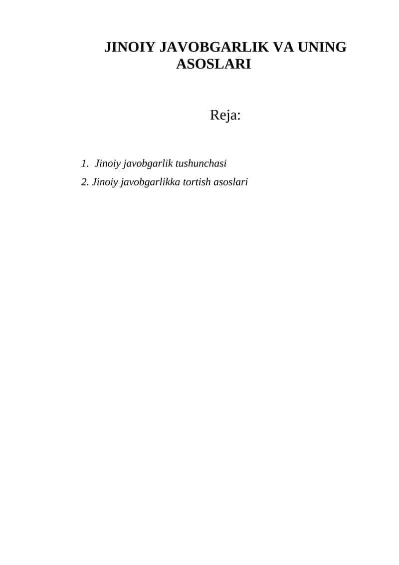 JINOIY JAVOBGARLIK VA UNING ASOSLARI 1