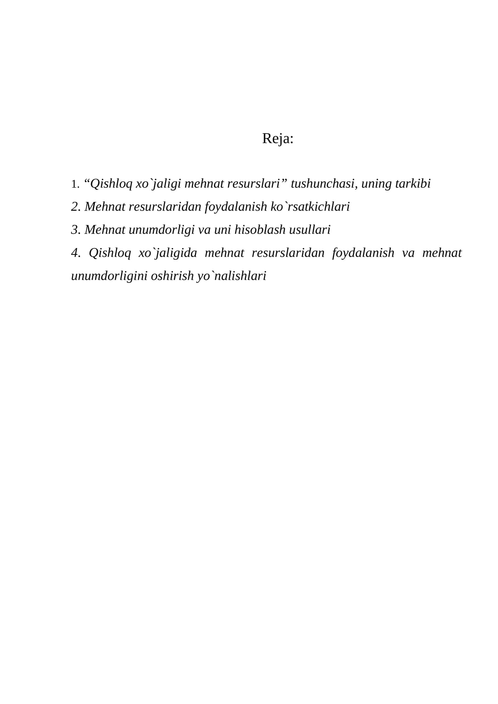Qishloq xo`jaligi mehnat resurslari 1