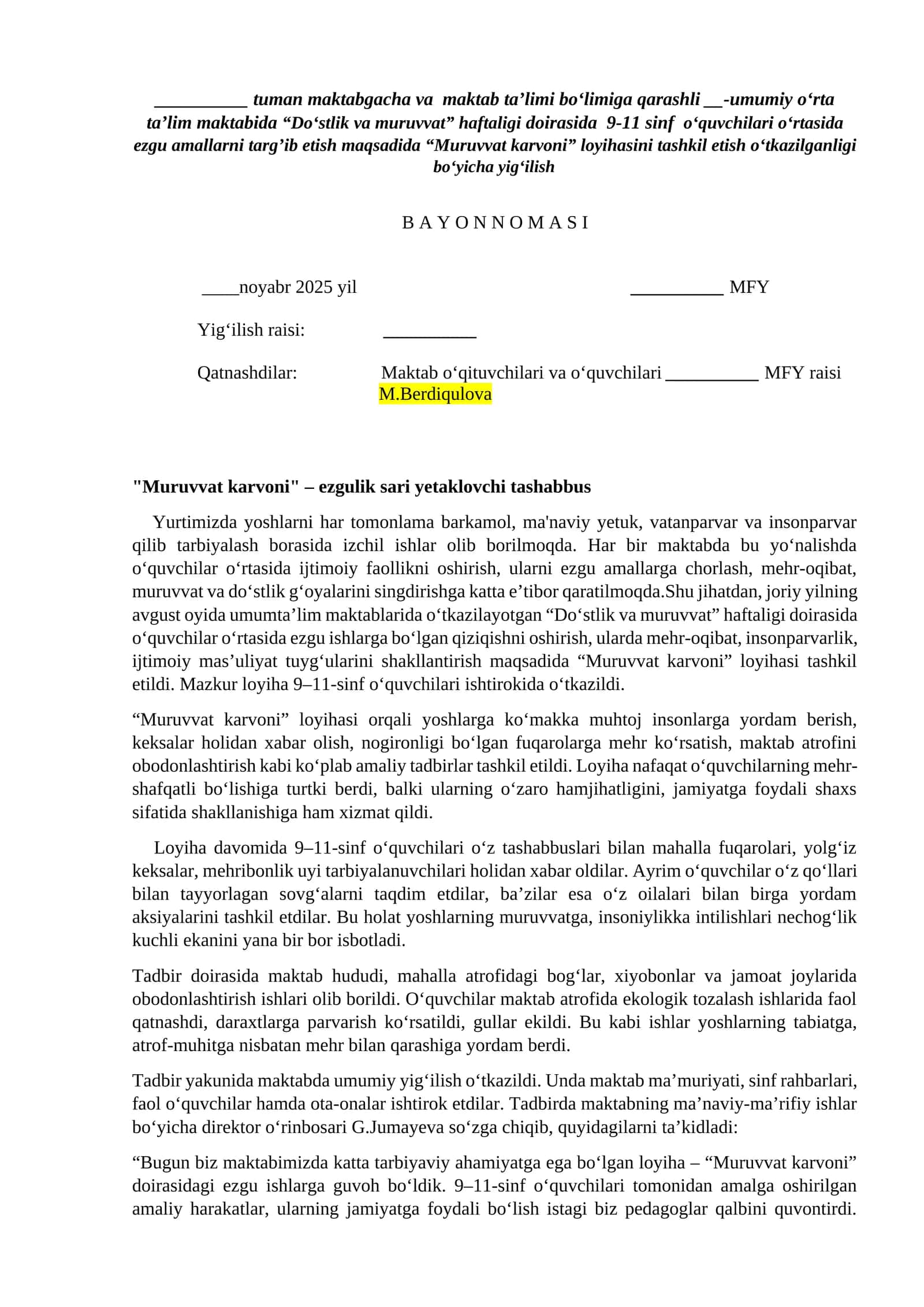 Muruvvat karvoni 1