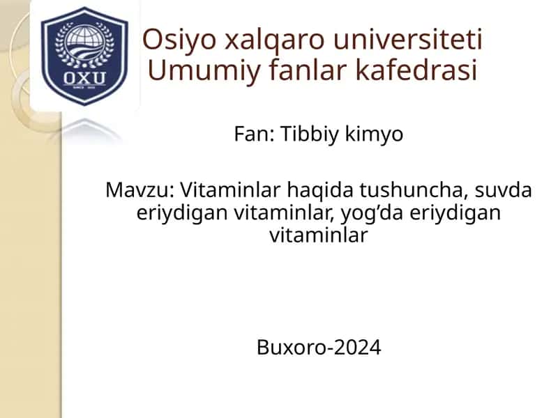 Vitaminlar haqida tushuncha 1