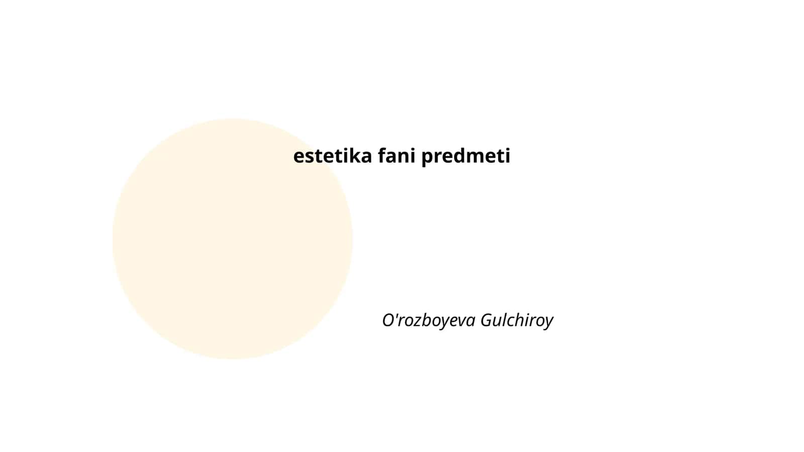Estetika fani predmeti 1