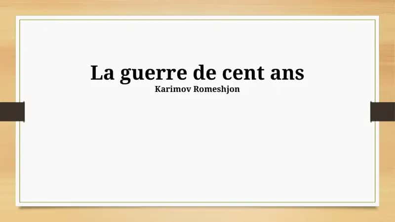 La guerre de cent ans 1
