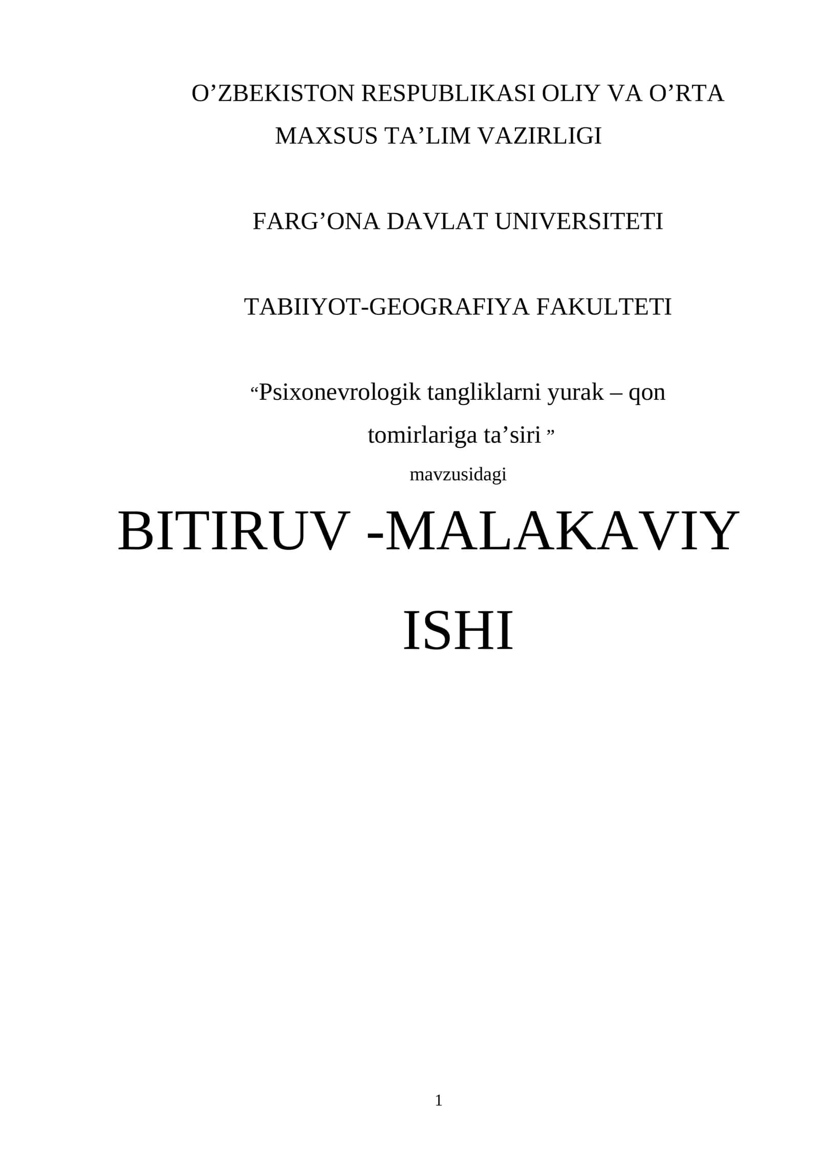 Psixonevrologik tangliklarni yurak – qon tomirlariga ta’siri 1