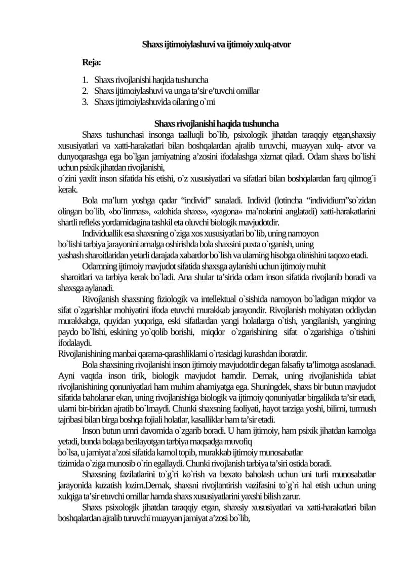 Shaxs ijtimoiylashuvi va ijtimoiy xulq-atvor 1