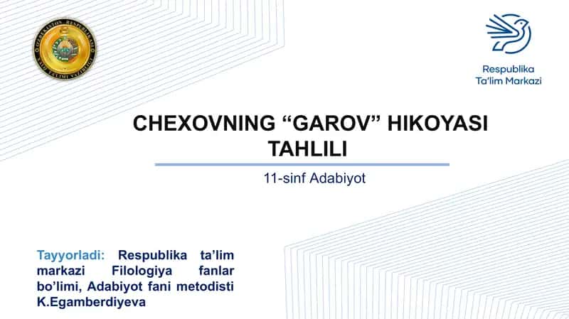 CHEXOVNING “GAROV” HIKOYASI TAHLILI 1