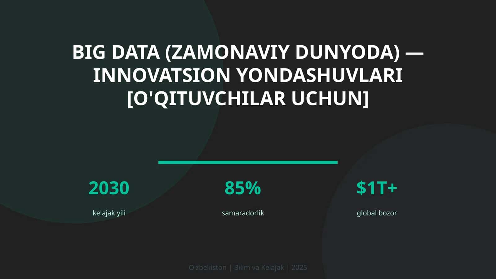 Big Data (Zamonaviy Dunyoda) — Innovatsion Yondashuvlari [O'QITUVCHILAR UCHUN] 1