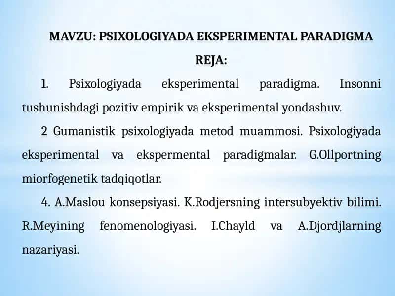 PSIXOLOGIYADA EKSPERIMENTAL PARADIGMA 1