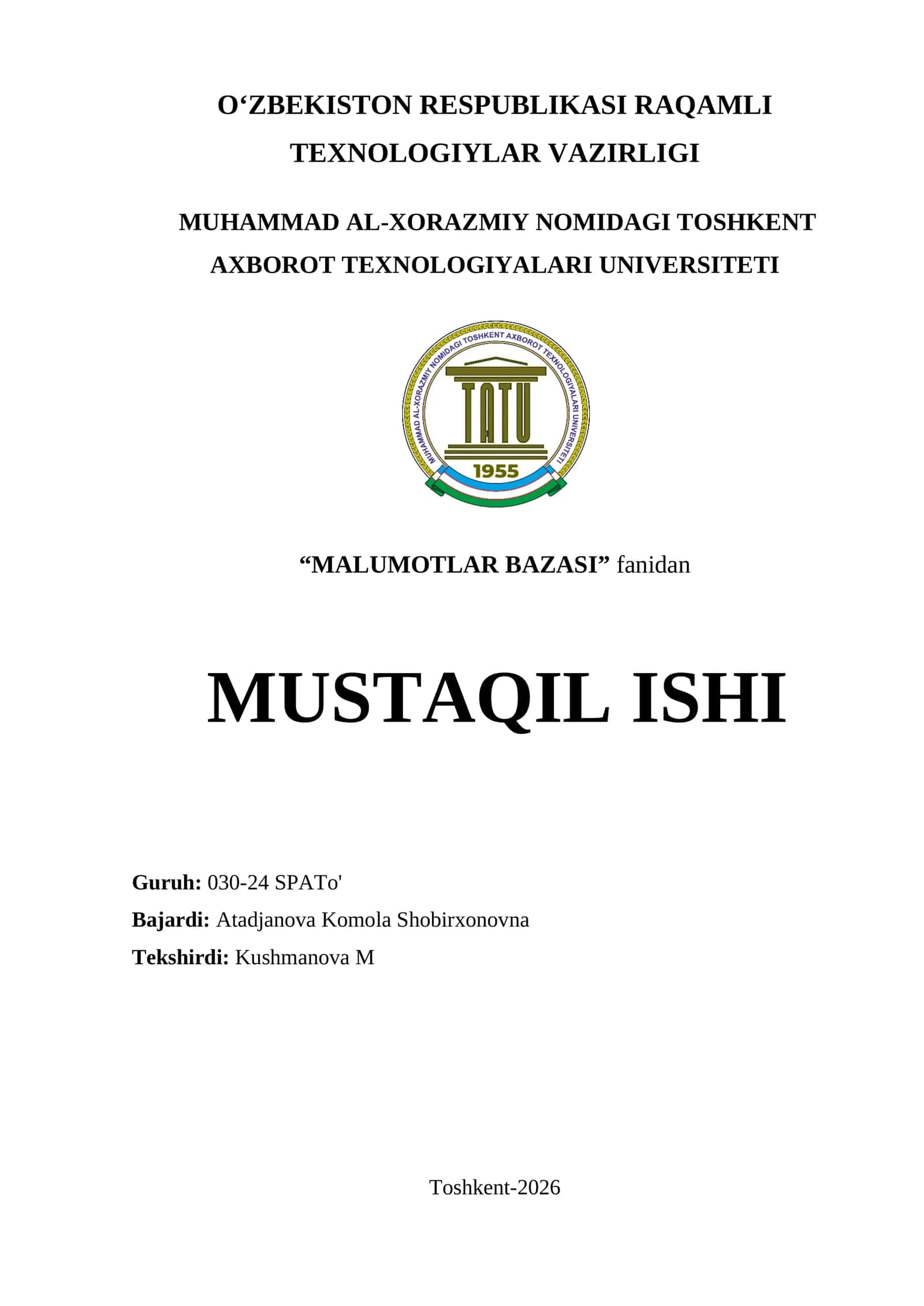 Ob'ektga yoʻnaltirilgan ma'lumotlar bazasi 1