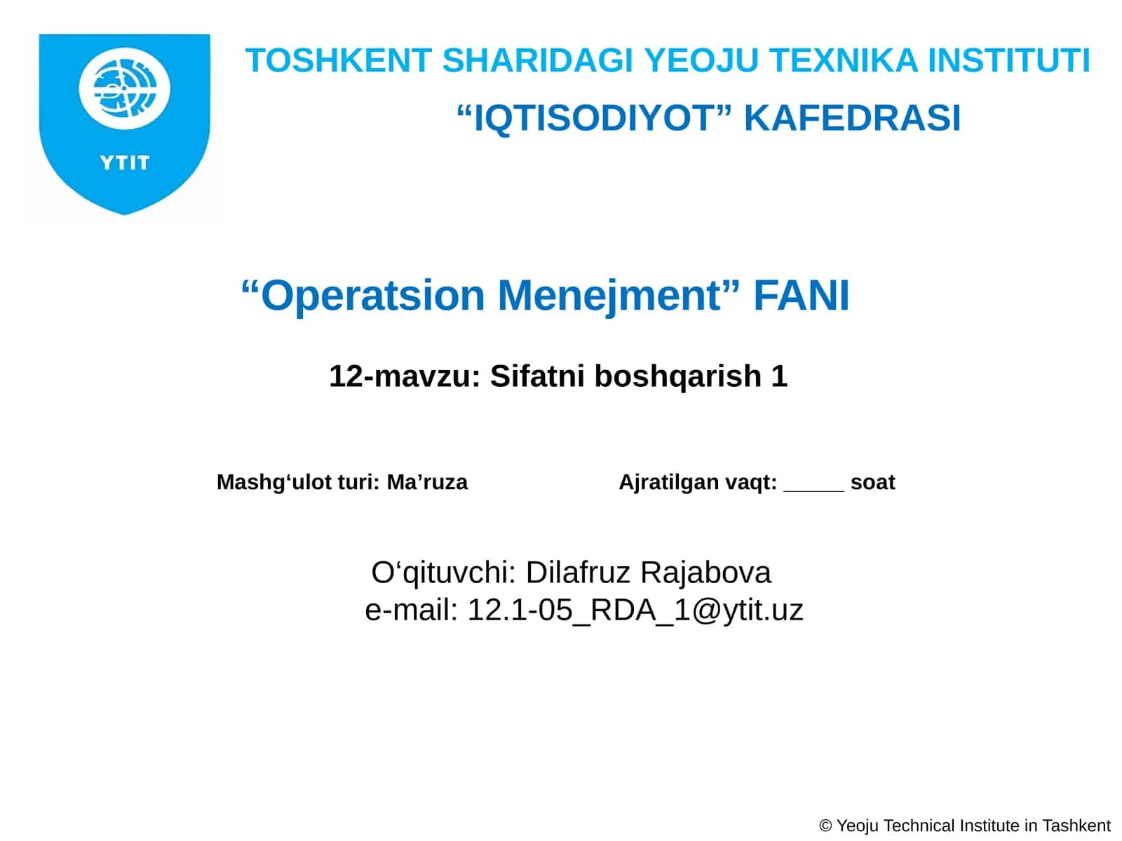 Operatsion Menejment Fan 1