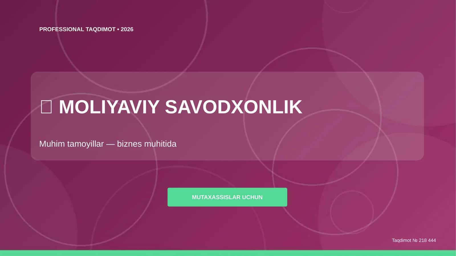 MOLIYAVIY SAVODXONLIK 1