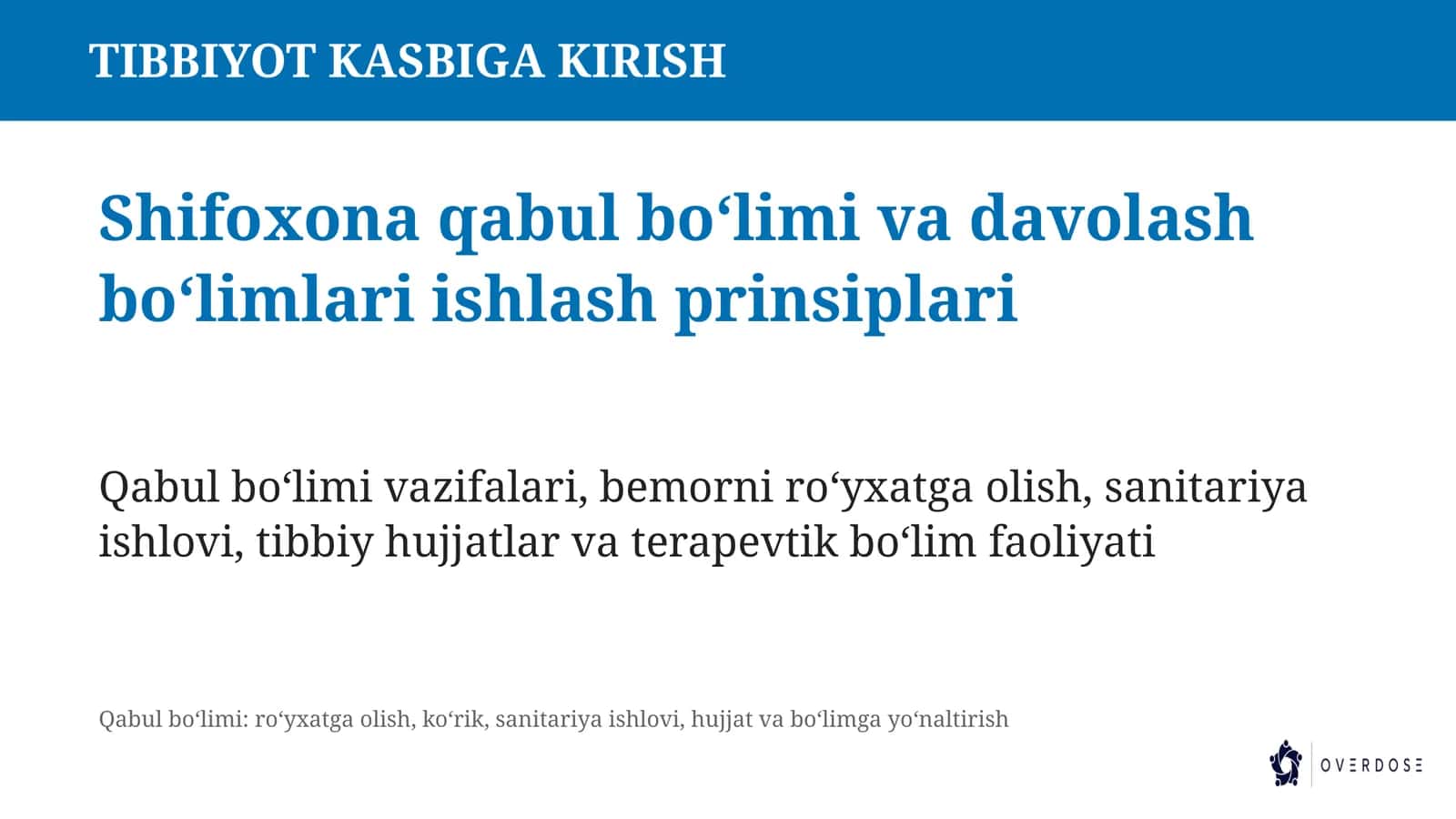 Tibbiyot kasbiga kirish 1
