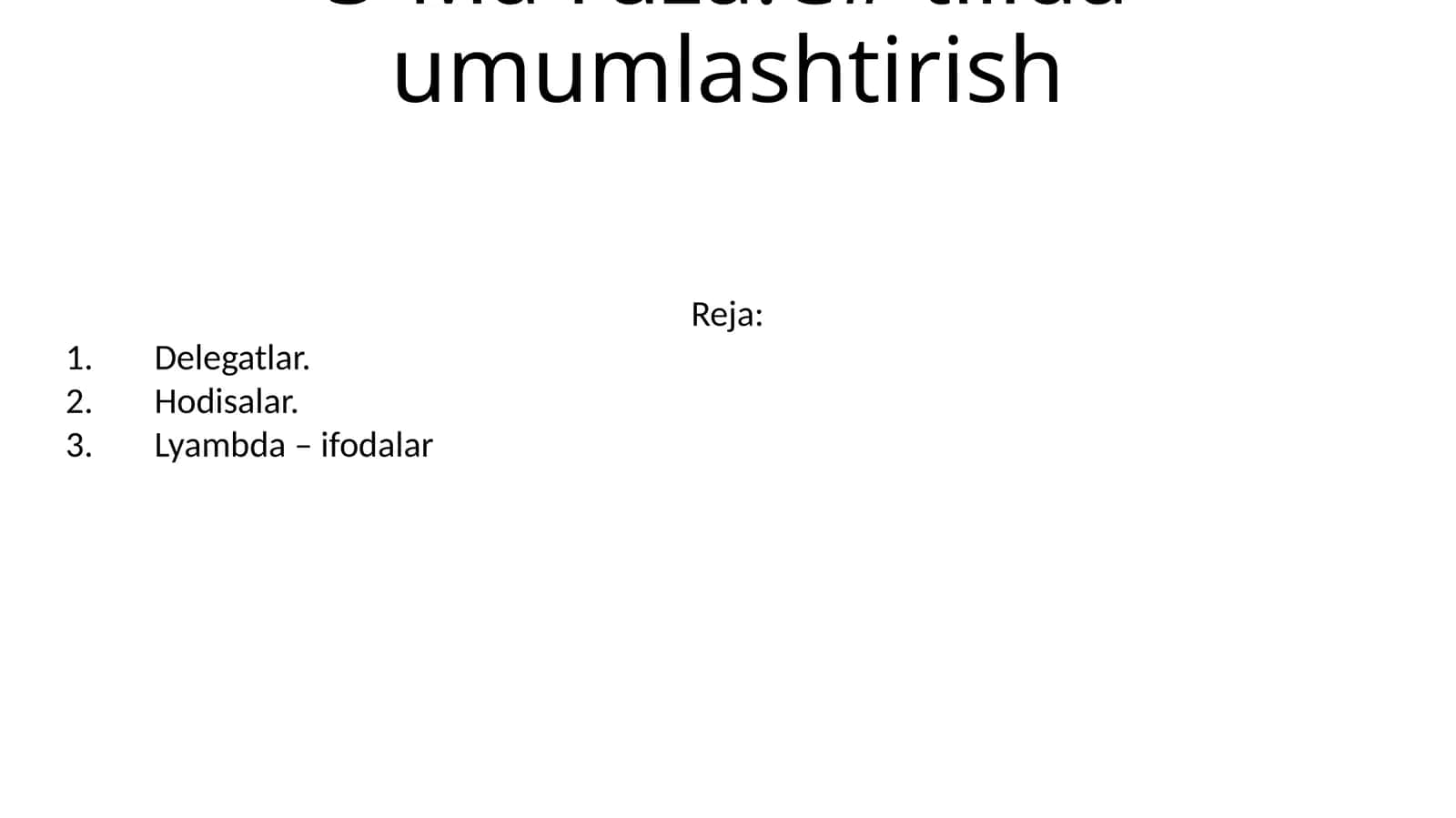 C# tilida umumlashtirish 1