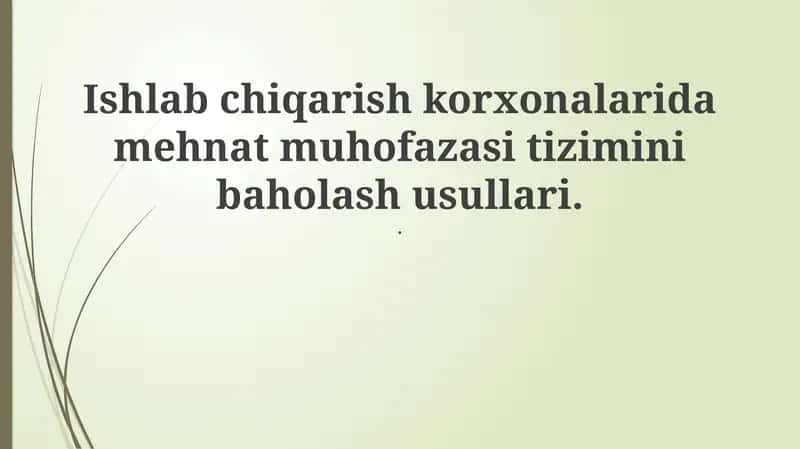 Mehnat muhofazasi va xavfsizlikni boshqarish tizimi 1