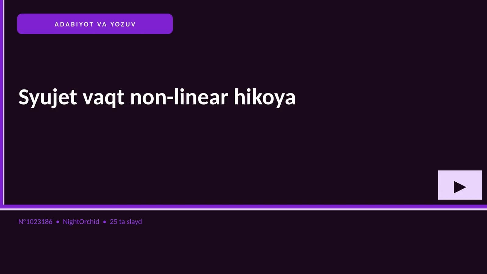 Syujet vaqt non-linear hikoya 1