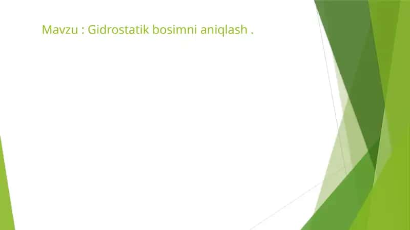 Gidrostatikbosimni aqlash 1