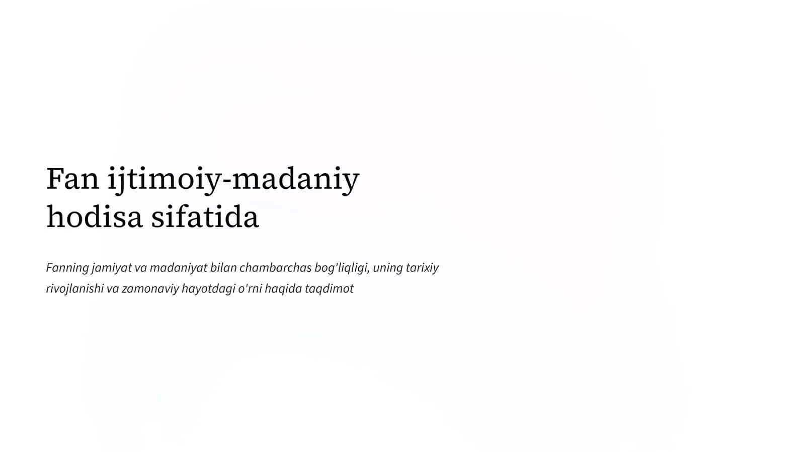 Fan ijtimoiy-madaniy hodisa sifatida 1
