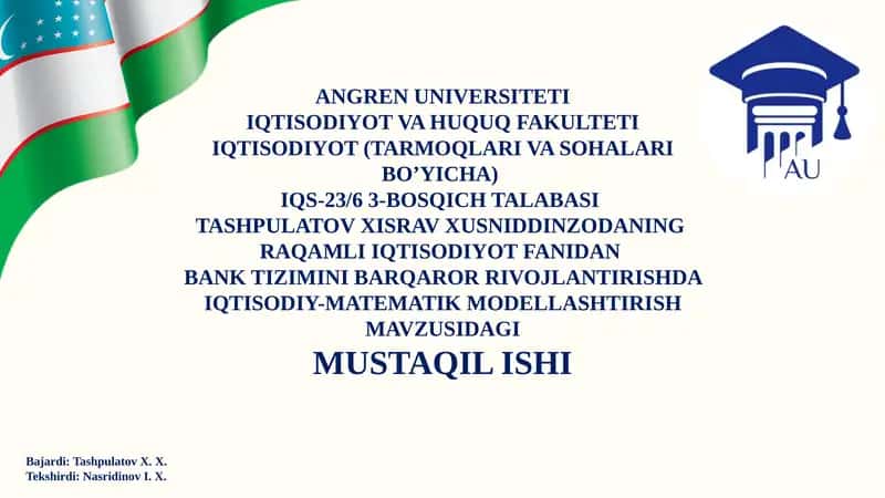 Bank Tizimini Barqaror Rivojlantirishda Iqtisodiy-Matematik Modellashtirish 1