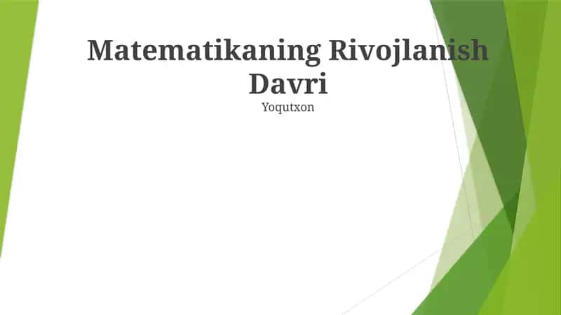 Matematikaning Rivojlanish Davri 1