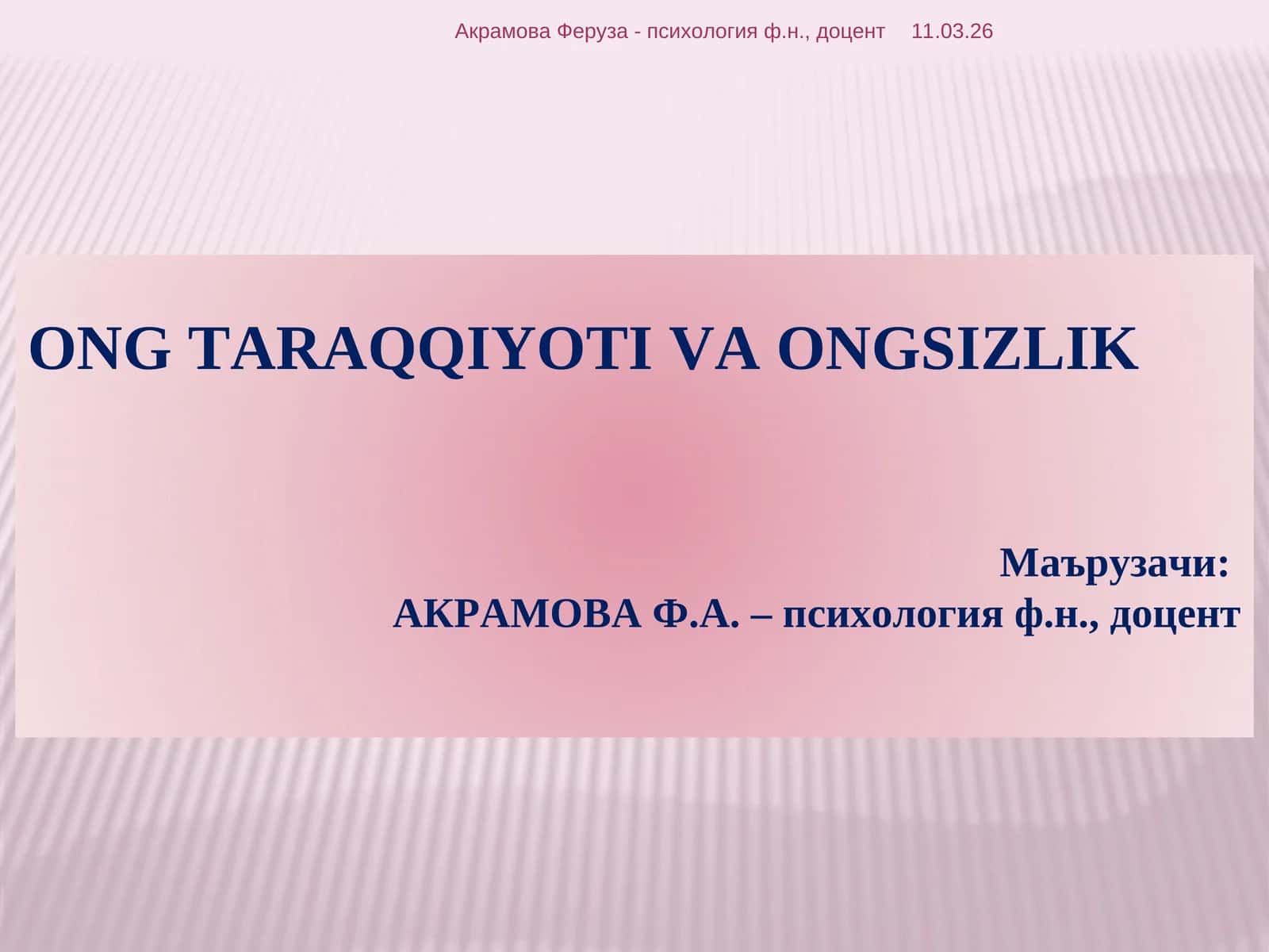 ONG TARAQQIYOTI VA ONGSIZLIK 1