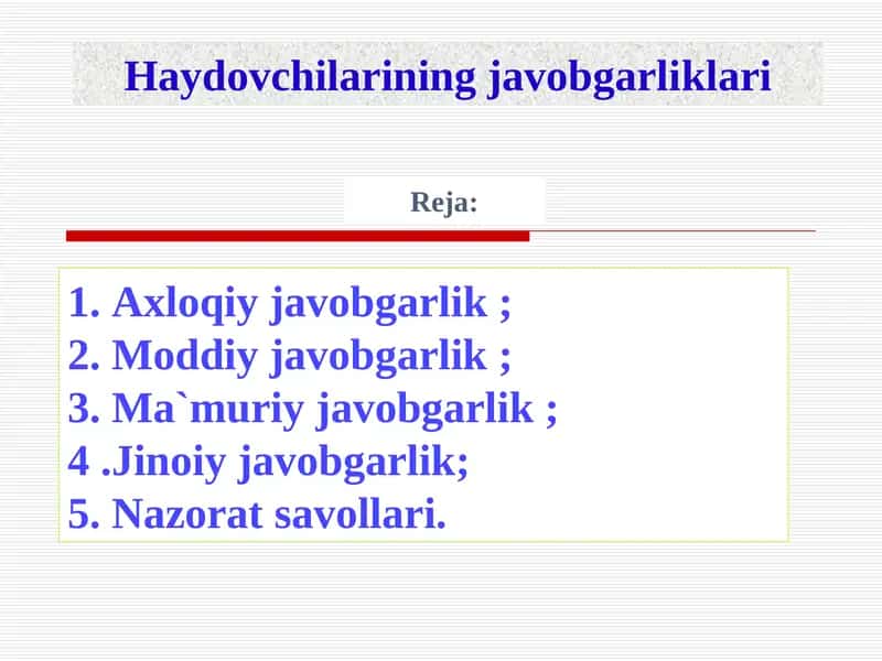 Haydovchilarining javobgarliklari 1