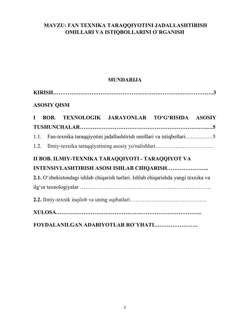 Fan Texnika Taraqqiyotini Jadallashtirish Omillari va Istiqbollari 1