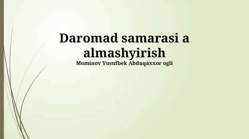 Daromadlar Balansi Tuzish 1