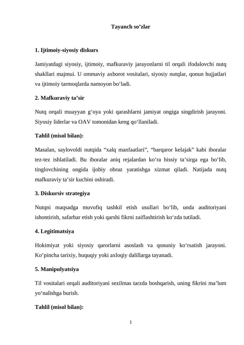 Tayanch so’zlar 1