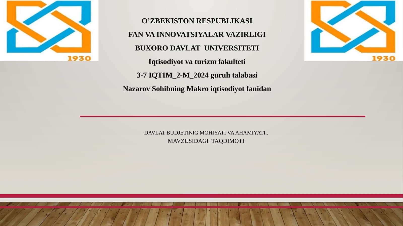 Davlat budjetinig mohiyati va ahamiyati..mavzusidagi  taqdimoti 1