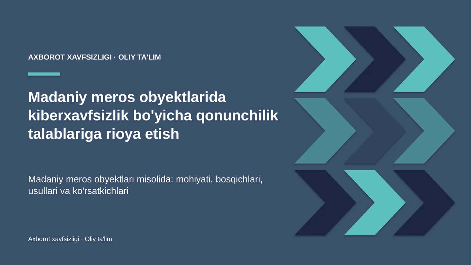 Madaniy meros obyektlarida kiberxavfsizlik bo'yicha qonunchilik talablariga rioya etish 1