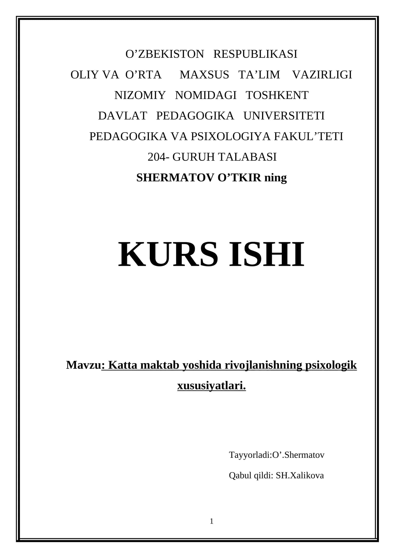 Katta maktab yoshida rivojlanishning psixologik xususiyatlari 1