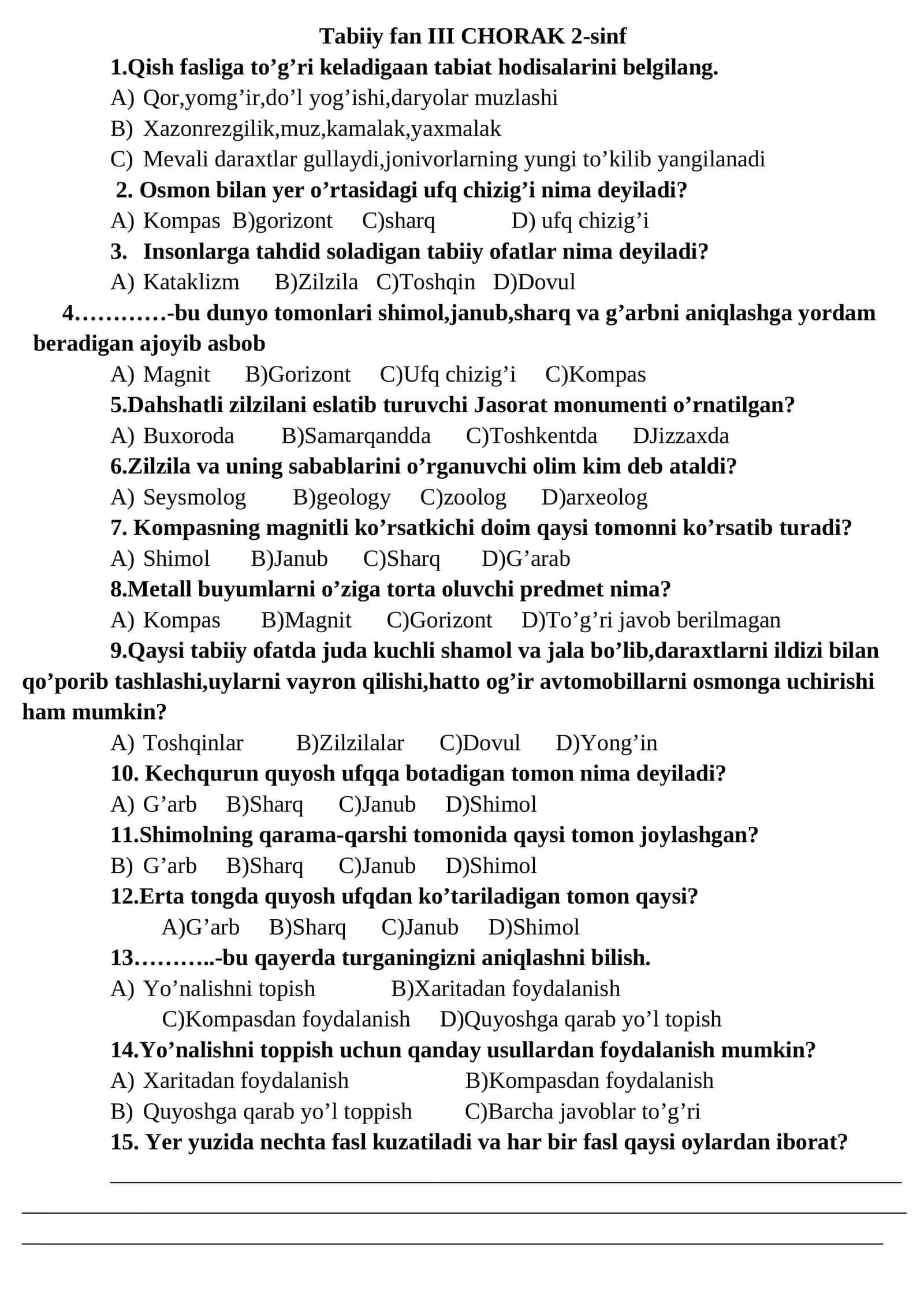 Tabiiy fan III CHORAK 2-sinf 1