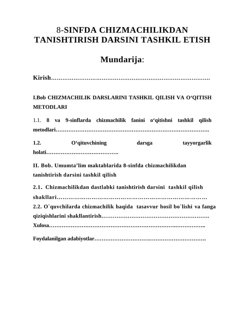 8) SINFDA CHIZMACHILIKDAN TANISHTIRISH DARSINI TASHKIL ETISH 1