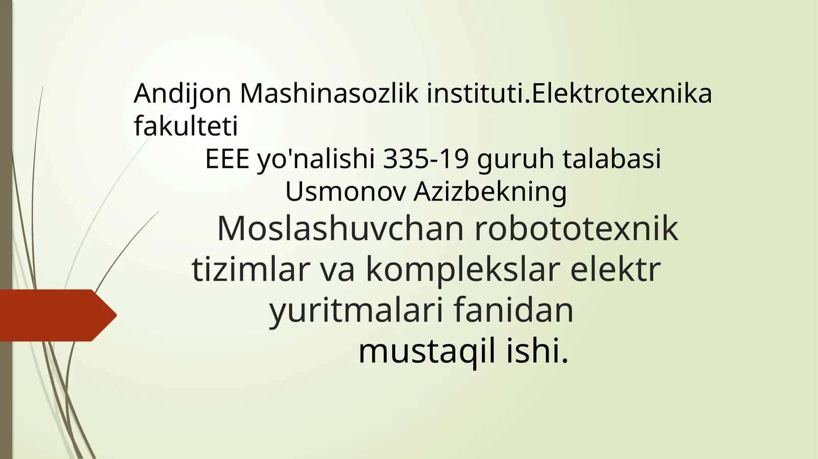 Elektrotexnika fakulteti EEE yo'nalishi 1