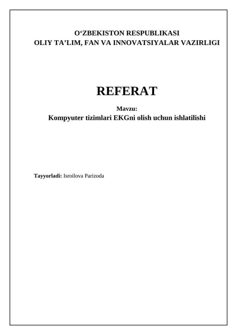 EKG asoslari va kompyuterlashtirilgan tizimlar 1