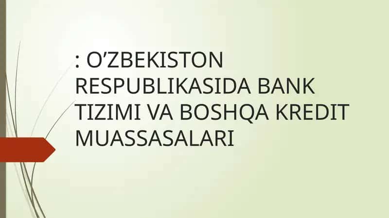Banklar va Bank Tizimi 1