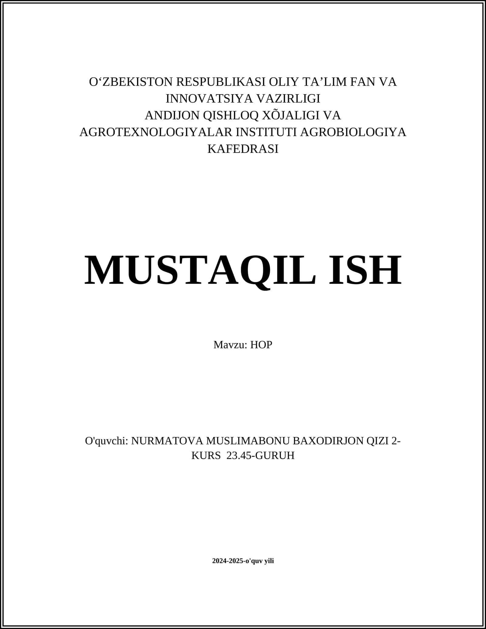 HOP dasturi tarixi 1