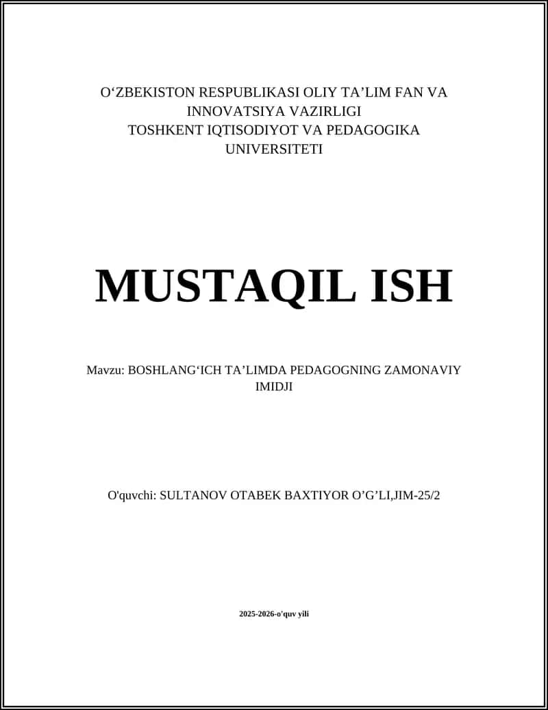 BOSHLANGʻICH TA’LIMDA PEDAGOGNING ZAMONAVIY IMIDJI 1