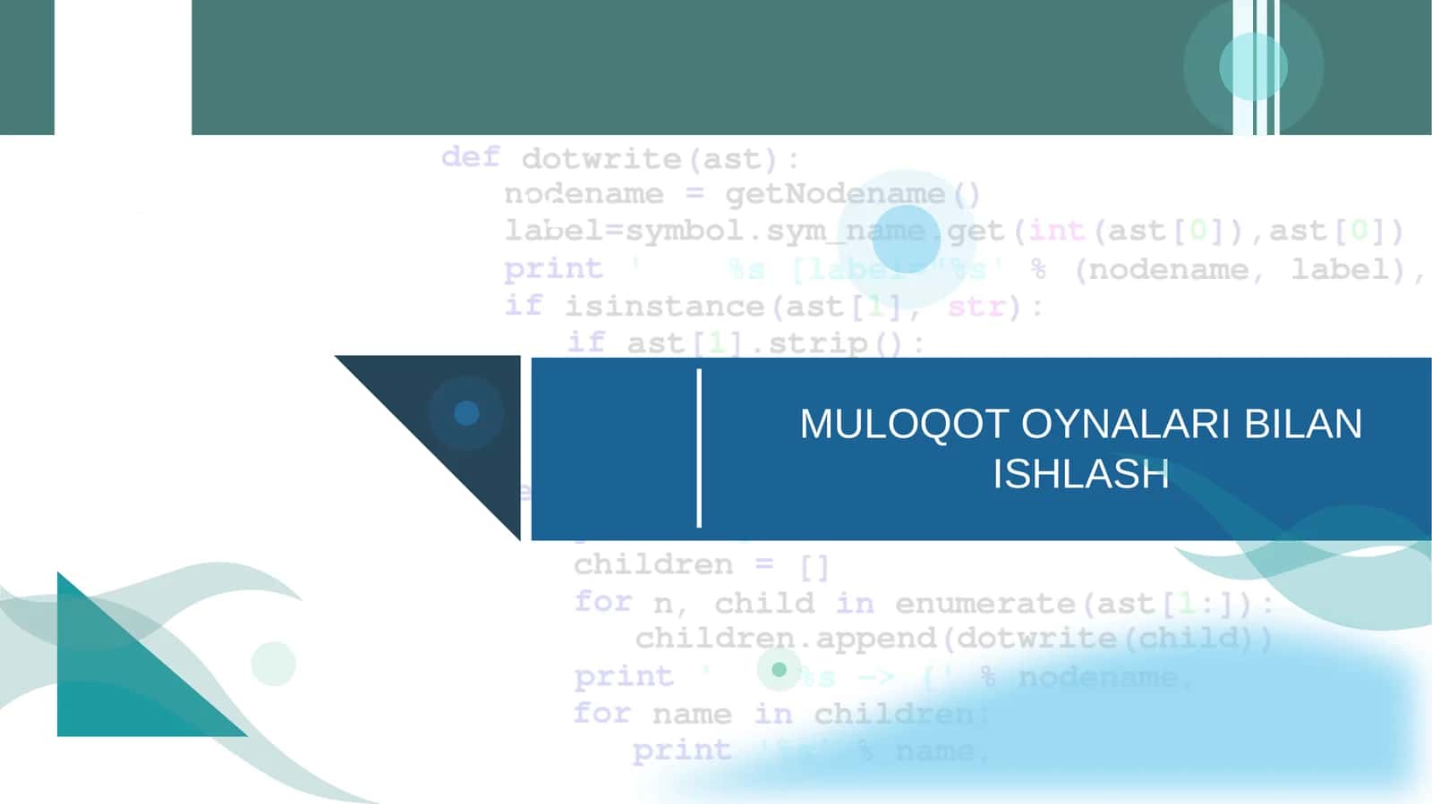 MULOQOT OYNALARI BILAN ISHLASH 1