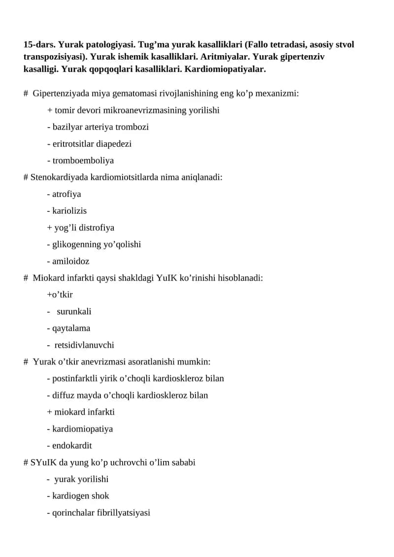 Yurak patologiyasi 1