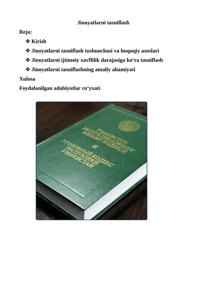 Jinoyatlarni tasniflash 1