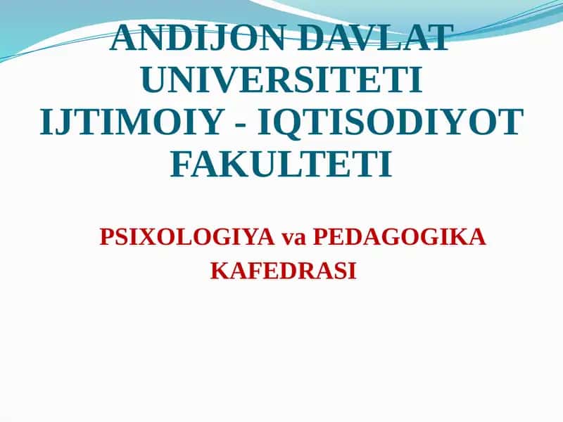 Umumiy psixologiya fanining predmetivatarixi 1