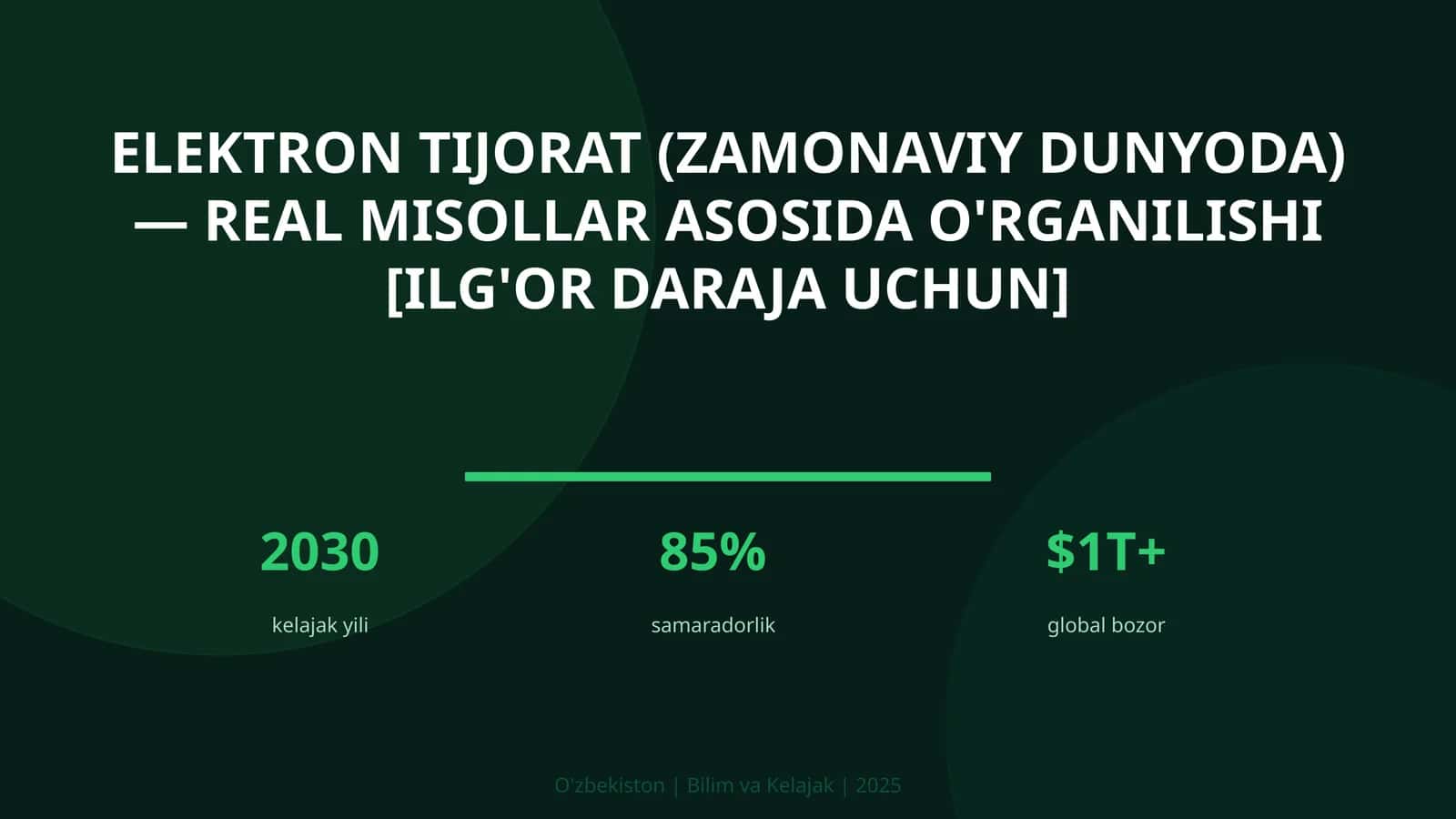 Elektron tijorat (zamonaviy dunyoda) — real misollar asosida o'rganilishi [ilg'or daraja uchun] 1