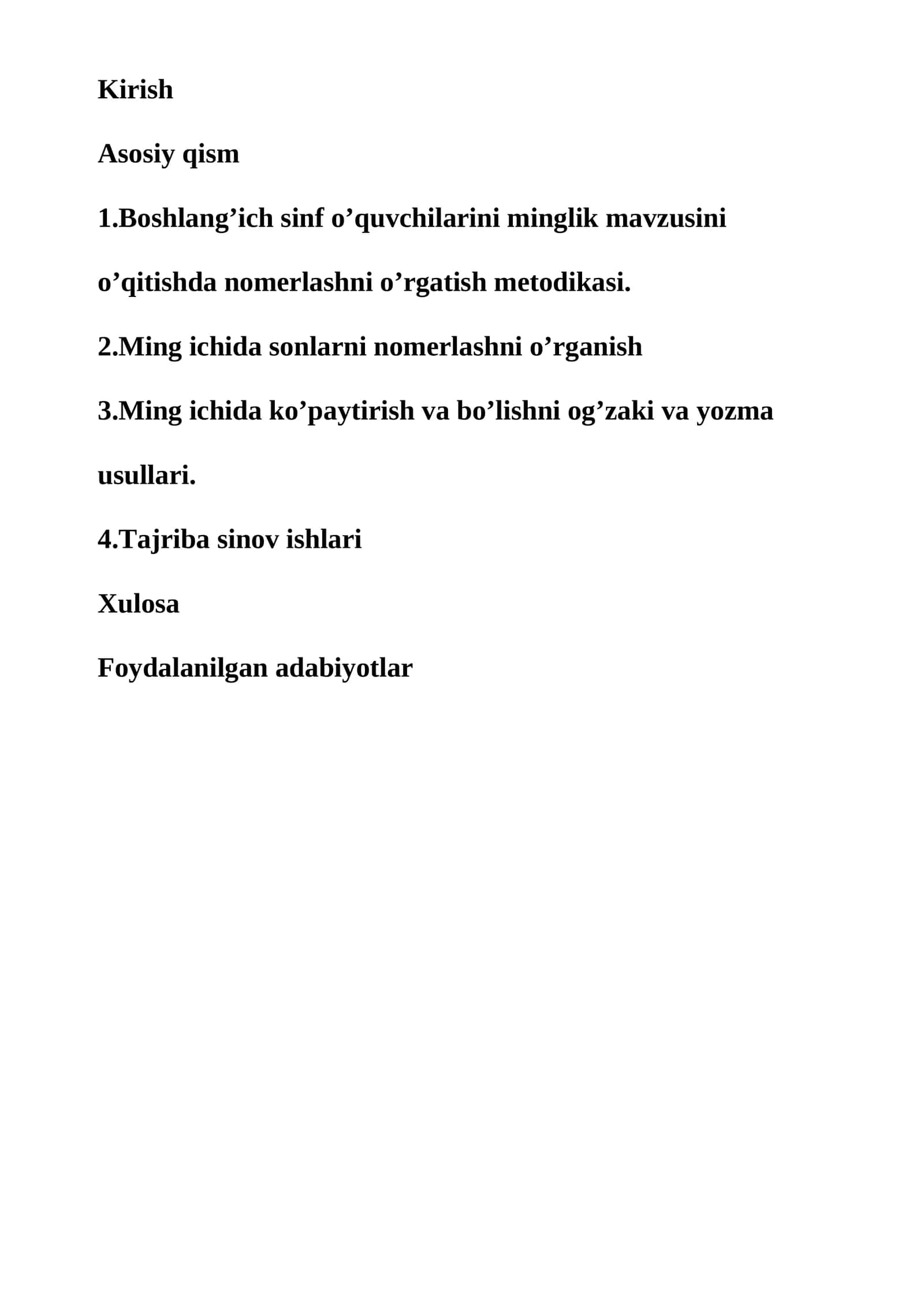 Boshlang’ich sinf o’quvchilarini minglik mavzusini o’qitishda nomerlashni o’rgatish metodikasi 1
